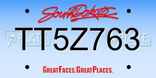 TT5Z763 South Dakota License Plate