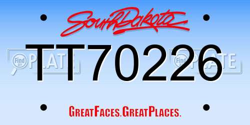 TT70226 South Dakota License Plate