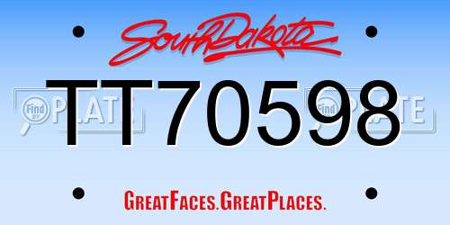 TT70598 South Dakota License Plate