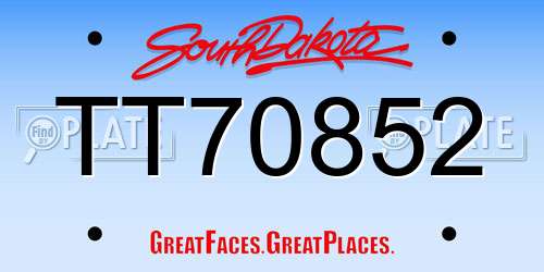 TT70852 South Dakota License Plate