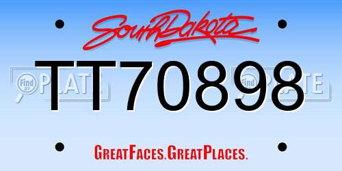 TT70898 South Dakota License Plate