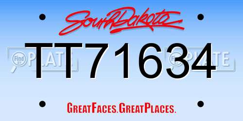 TT71634 South Dakota License Plate