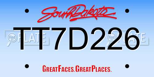 TT7D226 South Dakota License Plate