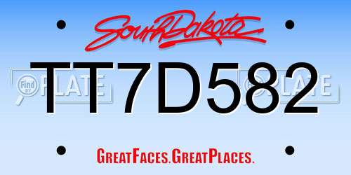 TT7D582 South Dakota License Plate
