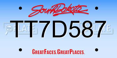 TT7D587 South Dakota License Plate