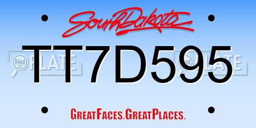 TT7D595 South Dakota License Plate