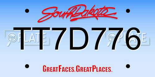 TT7D776 South Dakota License Plate