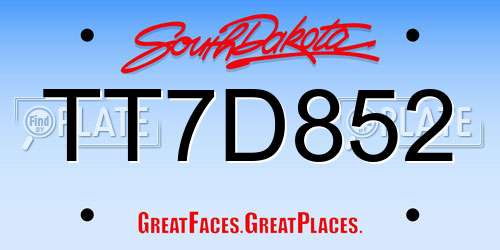 TT7D852 South Dakota License Plate
