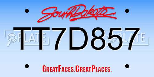 TT7D857 South Dakota License Plate