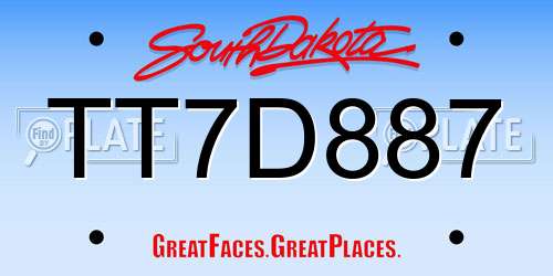 TT7D887 South Dakota License Plate
