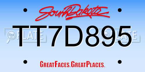 TT7D895 South Dakota License Plate
