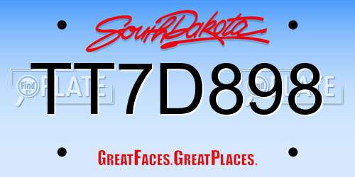 TT7D898 South Dakota License Plate