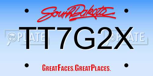 TT7G2X South Dakota License Plate