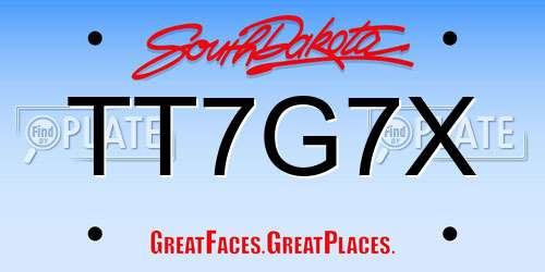 TT7G7X South Dakota License Plate