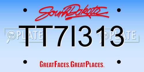 TT7I313 South Dakota License Plate