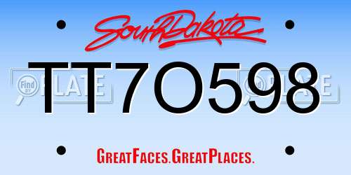 TT7O598 South Dakota License Plate