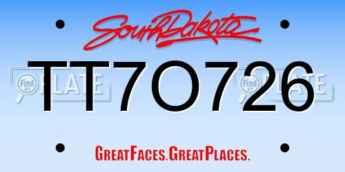 TT7O726 South Dakota License Plate