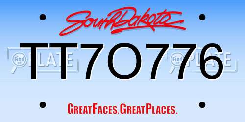 TT7O776 South Dakota License Plate