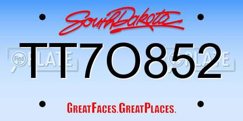 TT7O852 South Dakota License Plate