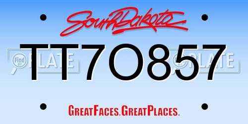 TT7O857 South Dakota License Plate