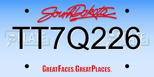 TT7Q226 South Dakota License Plate