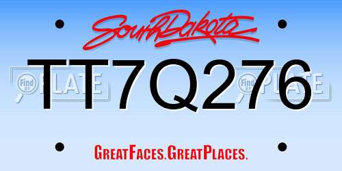 TT7Q276 South Dakota License Plate