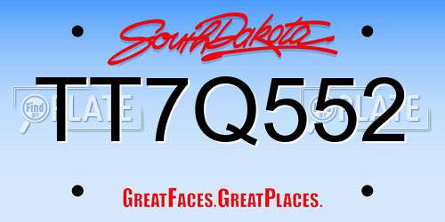 TT7Q552 South Dakota License Plate