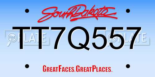 TT7Q557 South Dakota License Plate
