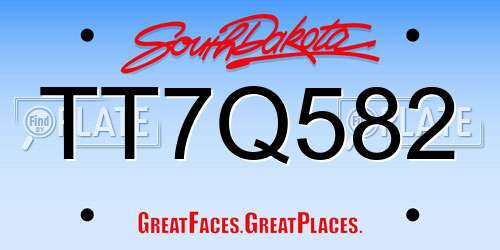 TT7Q582 South Dakota License Plate