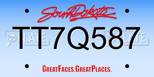 TT7Q587 South Dakota License Plate