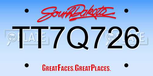 TT7Q726 South Dakota License Plate