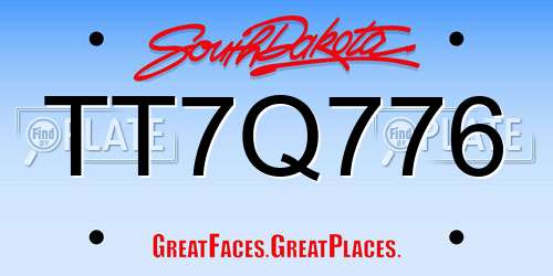 TT7Q776 South Dakota License Plate