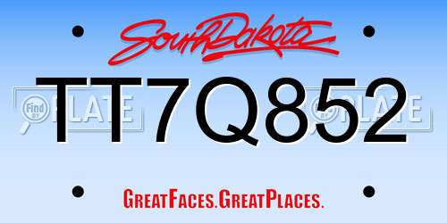 TT7Q852 South Dakota License Plate