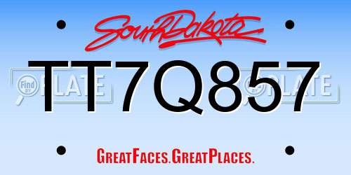 TT7Q857 South Dakota License Plate