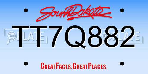 TT7Q882 South Dakota License Plate