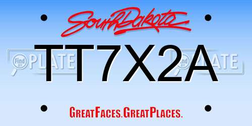 TT7X2A South Dakota License Plate