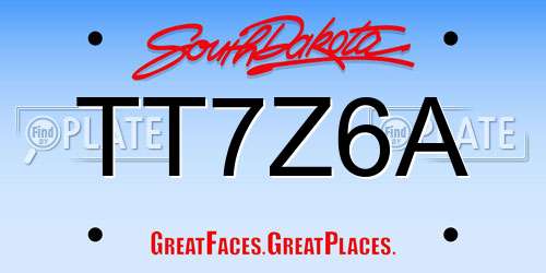 TT7Z6A South Dakota License Plate