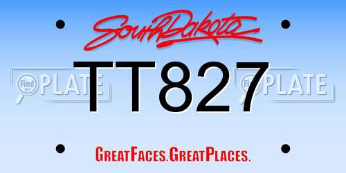 TT827 South Dakota License Plate