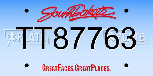 TT87763 South Dakota License Plate