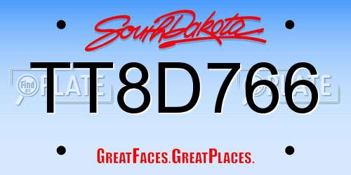 TT8D766 South Dakota License Plate