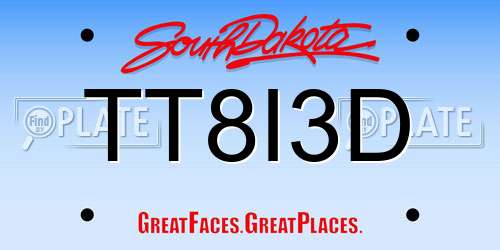 TT8I3D South Dakota License Plate