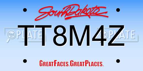 TT8M4Z South Dakota License Plate