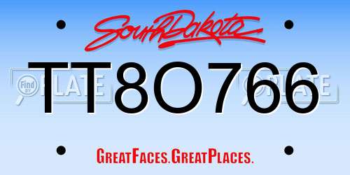 TT8O766 South Dakota License Plate