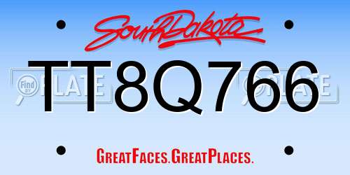 TT8Q766 South Dakota License Plate