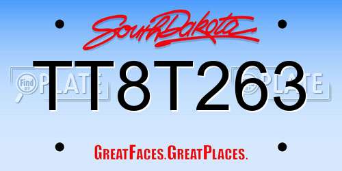 TT8T263 South Dakota License Plate