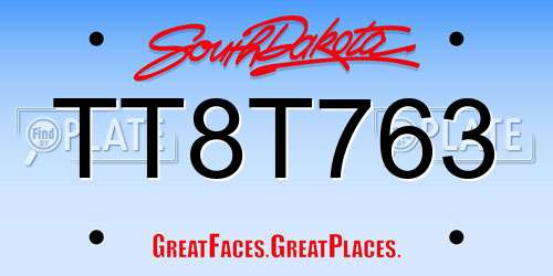 TT8T763 South Dakota License Plate