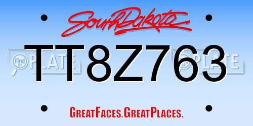 TT8Z763 South Dakota License Plate
