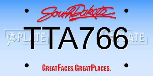 TTA766 South Dakota License Plate