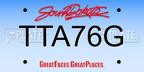 TTA76G South Dakota License Plate