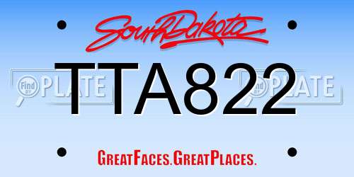 TTA822 South Dakota License Plate